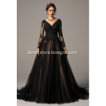 Black Lmperial Long Sleeve Tulle Wedding Dress